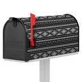 Black And White Aztec Ethnic Print Mailbox Cover