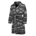 Black And White Aztec Ethnic Print Men's Bathrobe