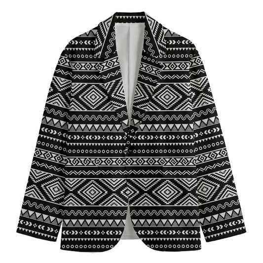 Black And White Aztec Ethnic Print Men's Blazer