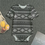 Black And White Aztec Ethnic Print Men's Bodysuit