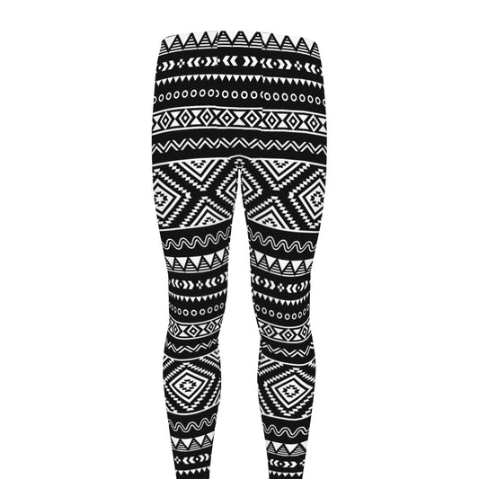 Black And White Aztec Ethnic Print Men's leggings