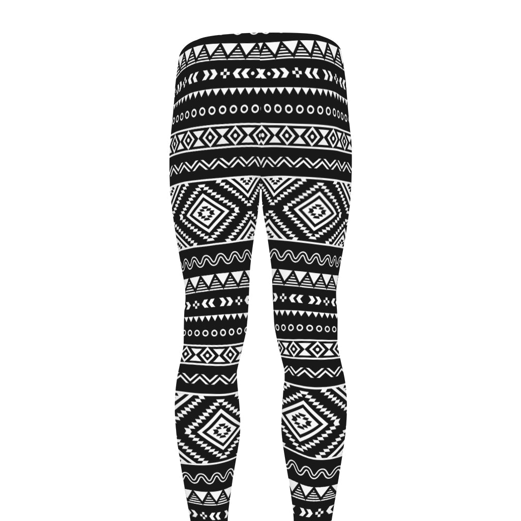 Black And White Aztec Ethnic Print Men's leggings