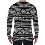 Black And White Aztec Ethnic Print Men's Long Sleeve T-Shirt