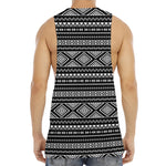 Black And White Aztec Ethnic Print Men's Muscle Tank Top
