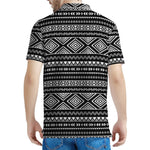 Black And White Aztec Ethnic Print Men's Polo Shirt