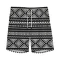 Black And White Aztec Ethnic Print Men's Athletic Shorts