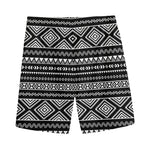 Black And White Aztec Ethnic Print Men's Sports Shorts