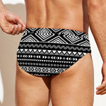 Black And White Aztec Ethnic Print Men's Swim Briefs