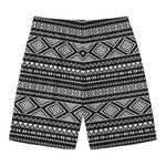Black And White Aztec Ethnic Print Men's Swim Trunks