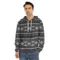 Black And White Aztec Ethnic Print Men's Velvet Pullover Hoodie