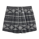 Black And White Aztec Ethnic Print Mesh Shorts