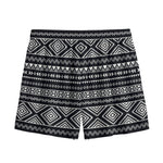 Black And White Aztec Ethnic Print Mesh Shorts