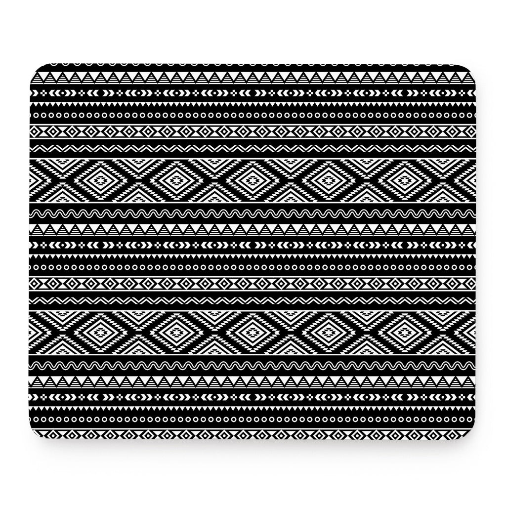 Black And White Aztec Ethnic Print Mouse Pad