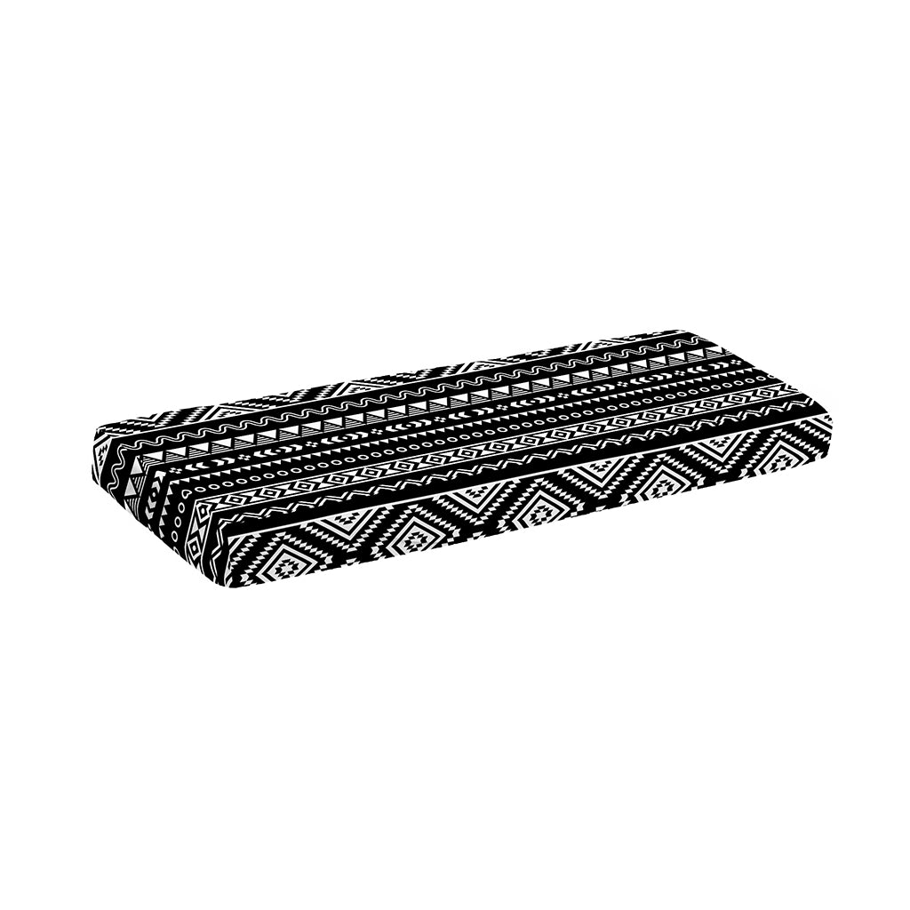 Black And White Aztec Ethnic Print Piano Keyboard Cover