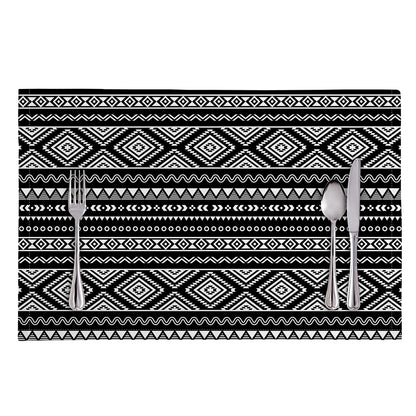 Black And White Aztec Ethnic Print Placemat