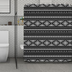 Black And White Aztec Ethnic Print Polyester Shower Curtain