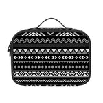 Black And White Aztec Ethnic Print Portable Lunch Bag