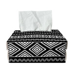 Black And White Aztec Ethnic Print Rectangle Tissue Box Cover