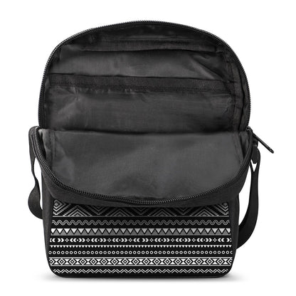 Black And White Aztec Ethnic Print Rectangular Crossbody Bag