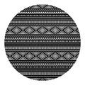 Black And White Aztec Ethnic Print Round Blanket