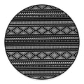 Black And White Aztec Ethnic Print Round Floor Mat