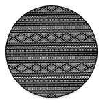 Black And White Aztec Ethnic Print Round Floor Mat