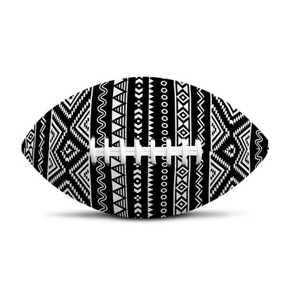 Black And White Aztec Ethnic Print Rugby Ball