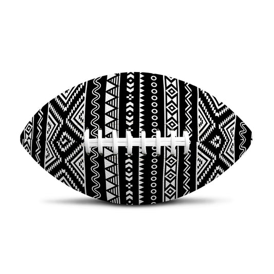 Black And White Aztec Ethnic Print Rugby Ball