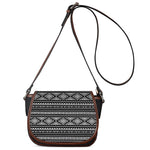 Black And White Aztec Ethnic Print Saddle Bag