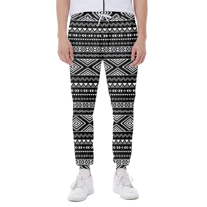 Black And White Aztec Ethnic Print Scuba Joggers