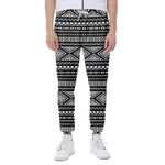 Black And White Aztec Ethnic Print Scuba Joggers