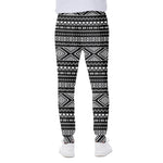 Black And White Aztec Ethnic Print Scuba Joggers