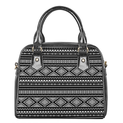 Black And White Aztec Ethnic Print Shoulder Handbag