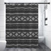 Black And White Aztec Ethnic Print Shower Curtain