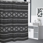 Black And White Aztec Ethnic Print Shower Curtain