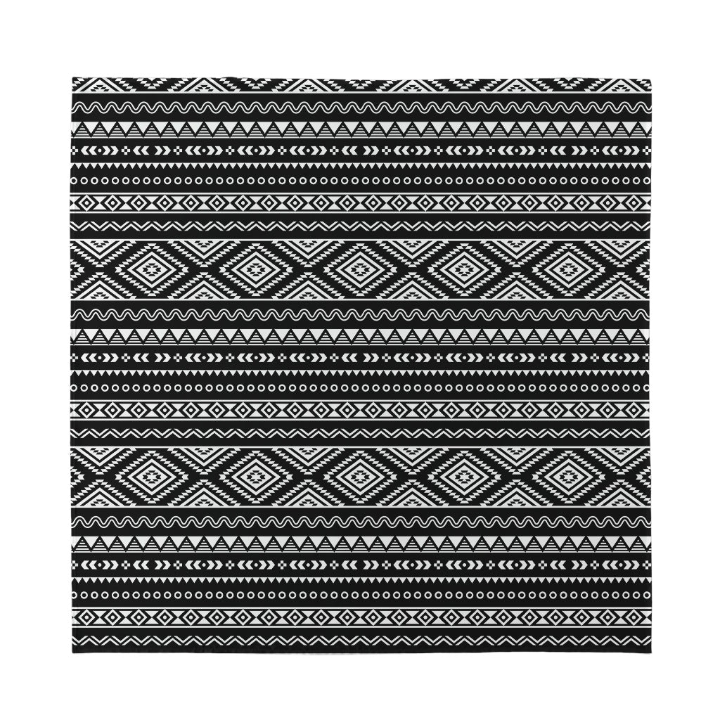 Black And White Aztec Ethnic Print Silk Bandana