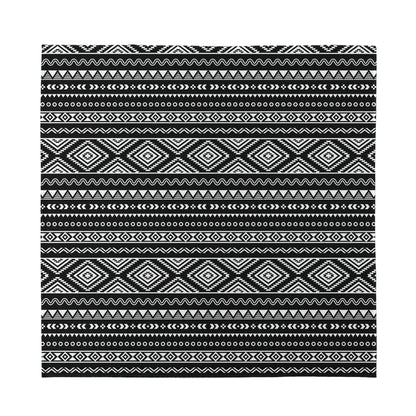 Black And White Aztec Ethnic Print Silk Bandana