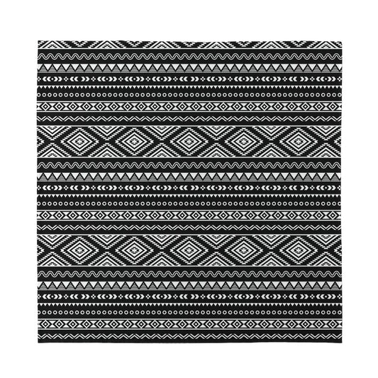 Black And White Aztec Ethnic Print Silk Bandana
