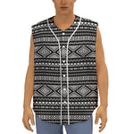 Black And White Aztec Ethnic Print Sleeveless Baseball Jersey
