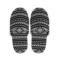 Black And White Aztec Ethnic Print Slippers