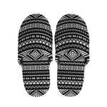 Black And White Aztec Ethnic Print Slippers