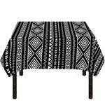Black And White Aztec Ethnic Print Tablecloth