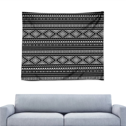 Black And White Aztec Ethnic Print Tapestry