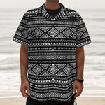 Black And White Aztec Ethnic Print Textured Short Sleeve Shirt