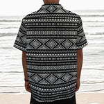 Black And White Aztec Ethnic Print Textured Short Sleeve Shirt