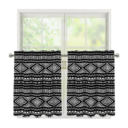 Black And White Aztec Ethnic Print Tier Curtains