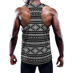 Black And White Aztec Ethnic Print Training Tank Top