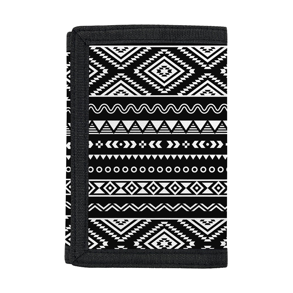 Black And White Aztec Ethnic Print Trifold Wallet