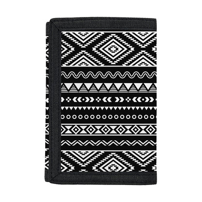 Black And White Aztec Ethnic Print Trifold Wallet