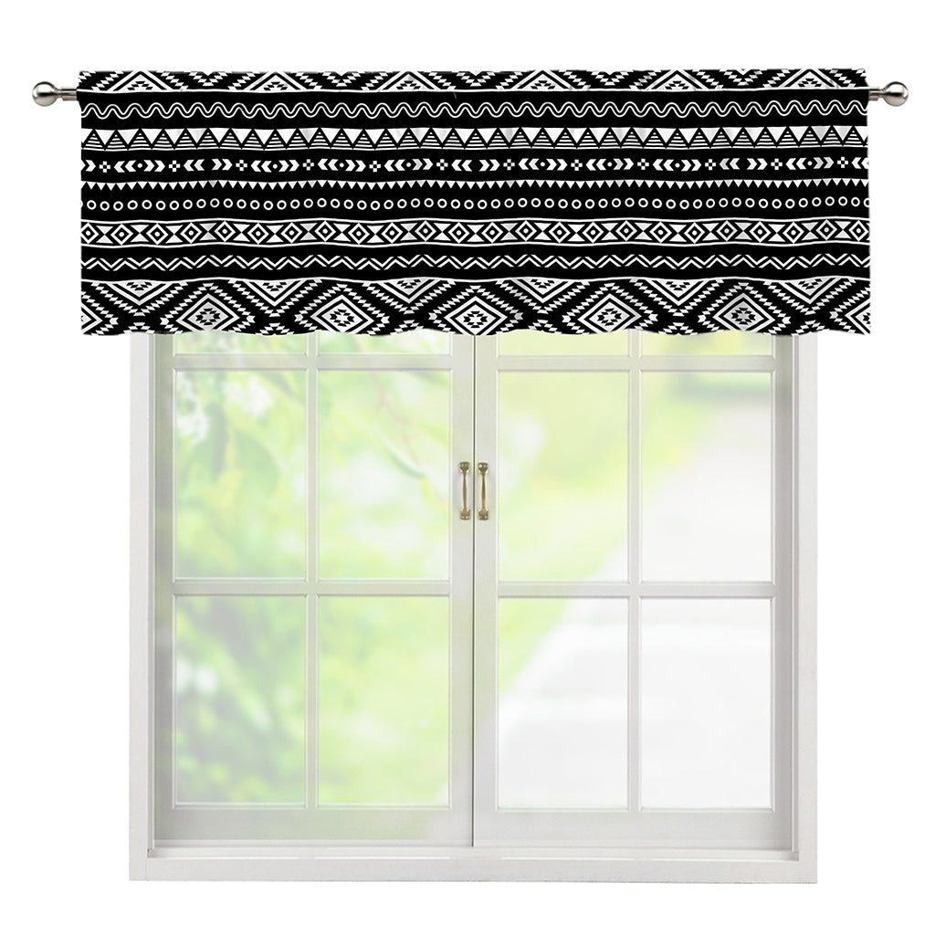 Black And White Aztec Ethnic Print Window Valance